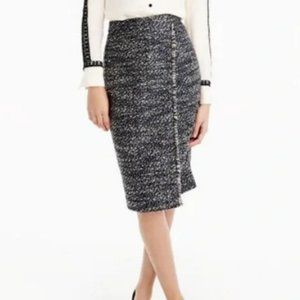 J. Crew Boucle Tweed Navy Metallic Pencil Skirt